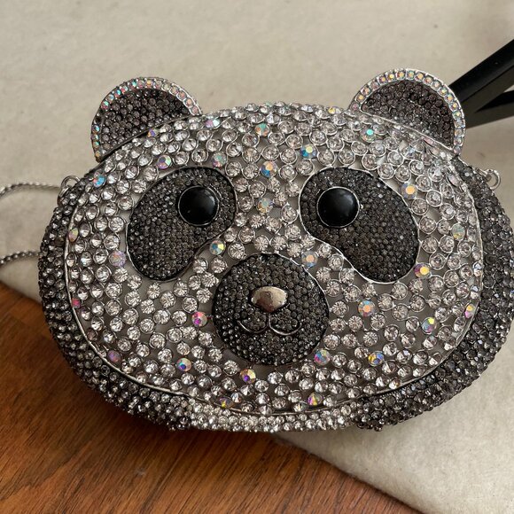 IN's brand vintage rhinestone panda face purse - Picture 1 of 12